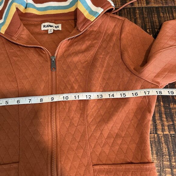 Rank 45 quilted sweatshirt jacket pumpkin rust full zip womens size M 226 - Picture 6 of 7
